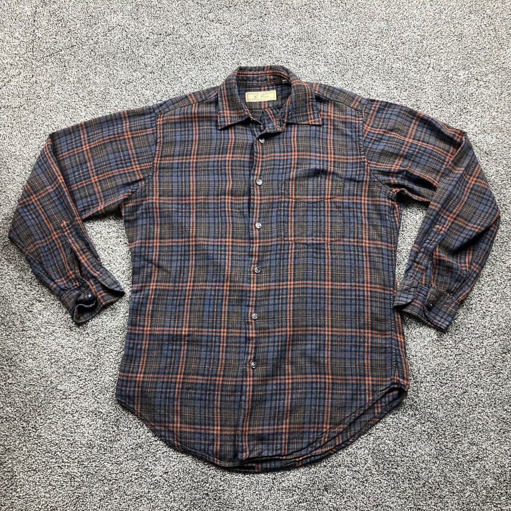 G Vasta Shirt Medium‎ Flannel Plaid Biella Collezioni Button Up Italy Mens